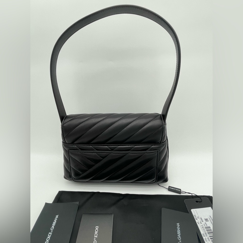 $2145 NWT DOLCE & GABBANA BLACK QUILTED LEATHER DG BAG PURSE! - Picture 7 of 13